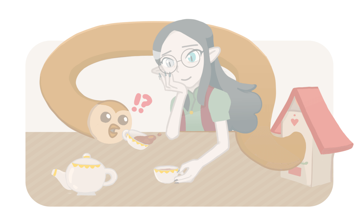 お茶会をするリリスとフーティー